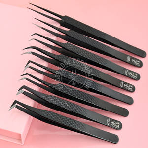 Hot Selling Eyelash Extension Tweezer Fiber Tip 90 Degree Boot Volume Lightweight Straight Isolation Diamond Grip Nonslip - Product Image 1