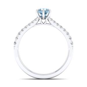 REYES Anneaux de pierres précieuses aigue-marine en argent sterling 925 OEM ODM 0.5 Carat pour femmes Certifié GRA Bijoux fins pour femmes - Product Image 3