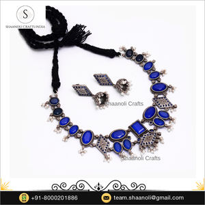 สร้อยคอหินสีฟ้า Ratna ทำจากเงินสวยสร้อยคอเครื่องประดับสำหรับผู้หญิงสำหรับเทศกาลและงานแต่งงาน - Product Image 2