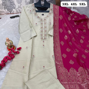Costume Salwar en soie fabriqué à la main de créateur, robe longue pakistanaise Kameez Dupatta à la mode pour les cérémonies de mariage et de fête - Product Image 1