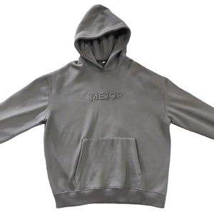 โลโก้ที่กําหนดเองสูงสไตล์ฮิปฮอปผ้าฝ้ายผสมขนแกะเรียงรายเสื้อสเวตเตอร์มีลายนูนเสื้อฮู้ด - Product Image 6