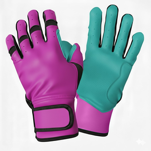 Custom Baseball <b>Batting</b> <b>Gloves</b> Leather Palm Breathable Lightweight Design Ambidextrous Closure Comfortable Fit for Reliable Grip - Product Image 1