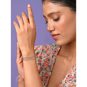 Bracelet multi-chaînes en argent pur 925 CLARA, plaqué or rhodié, pour fêtes, mariages, cadeaux, avec diamant et perle - Product Image 4