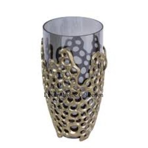 Vase décoratif design en métal de haute qualité avec cadre et pots en verre Support en aluminium moulé Couleur or Vase design durable et attrayant - Product Image 1