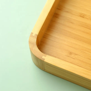Plateau de service rectangulaire en bambou de grande taille, fait à la main, durable, pour la maison moderne, avec poignée latérale pour le thé et le café - Product Image 5
