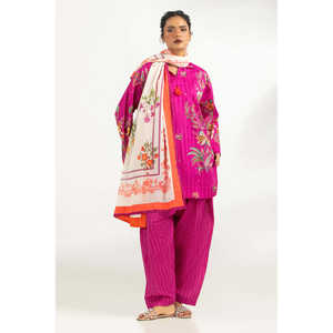 Ensemble de costume imprimé en cambric 3 pièces pour femmes avec écharpe IPST-SCF-77396 - Product Image 2