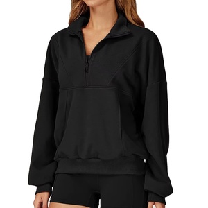 Sweat à capuche demi-zip pour femme, streetwear décontracté, couleur unie, respirant, logo et design personnalisés, vente en gros de vêtements streetwear décontractés - Product Image 3