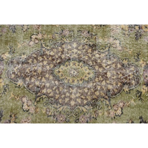 Turkish Vintage Rug, 4.1x7.1 ft Rug, <b>Brown</b> Green Plants & trees <b>Wool</b> Rug - Product Image 5