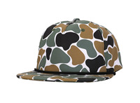 Venta al por mayor de alta calidad Ducks Camo Snapback gorra con cuerda logotipo personalizado 5 paneles de ala plana protección solar sombreros suaves