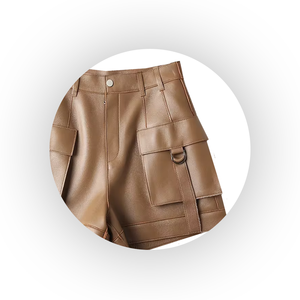 Pantalones cortos informales para exteriores para mujer, ropa de moda de cuero personalizada de Pakistán transpirable - Product Image 5