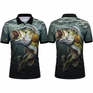 Polo de pêche pour homme à séchage rapide, imprimé par sublimation, en polyester, avec boutons - Product Image 1