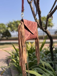 Latest New Arrival Hand Tooled <b>Fringe</b> Handbag Real Leather Handmade Carving Tooling New Design Sling <b>Bag</b> Stylish <b>Bags</b> for Women - Product Image 3