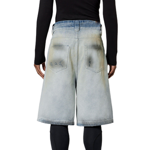 Pantalones cortos de mezclilla lavados Vintage holgados personalizados de alta calidad para hombre, ropa de mezclilla bordada - Product Image 2