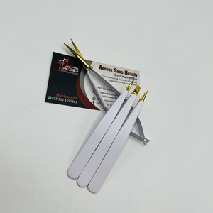 Pinset alis emas putih, Logo kustom baja berkelanjutan ujung runcing pinset alis dengan gunting pegas bulu mata - Product Image 4