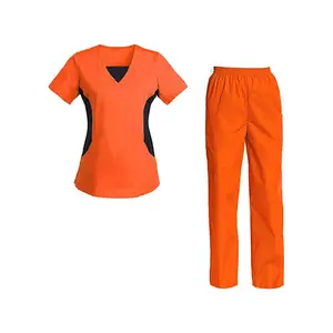Pet grooming Institution Scrubs Set High Quality Double Color Uniform Unisex V-Neck Work Medical Suits Scrubs Tops Pants