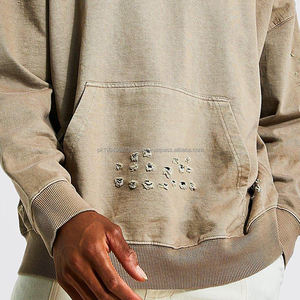 Sweat-shirt à capuche surdimensionné pour homme personnalisé, délavé et usé, 100% coton, tissu éponge français, sweat-shirt à capuche uni de haute qualité, délavé et usé - Product Image 5