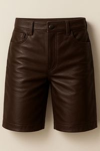 Pantalones Cortos Clásicos de Cuero Genuino para Hombre con Bolsillos Laterales, Ropa Casual y Urbana - Product Image 2