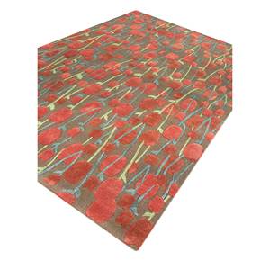 พรมขนสัตว์ผสมวิสโคสสีเบจน้ำตาลลายดอกไม้ รุ่น Tra-14732 สำหรับตกแต่งบ้าน ห้องนั่งเล่น ทางเดิน รูปทรงสี่เหลี่ยมผืนผ้า ลายทาง เหมาะสำหรับวัยรุ่น - Product Image 2