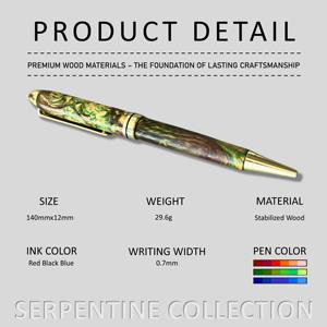 Luxury <b>Wooden</b> Ballpoint <b>Pens</b> Stabilized Wood Custom Logo Engraved Serpentine Burl Design 0.7 mm - Product Image 6