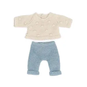 Miniland Knitted Doll Outfit 21cm - Sweater&Trousers high quality Spanish Doll clothes for child's development