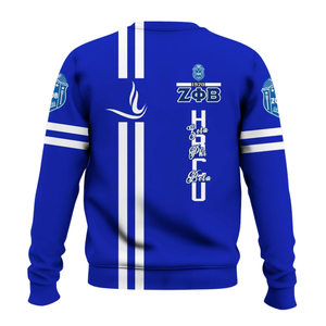 Sudadera con Cuello Redondo Zeta Phi Beta para Mujer, Azul y Blanco, Ropa de Hermandad 1920, Sudadera de Forro Polar con Letras Griegas Bordadas - Product Image 4