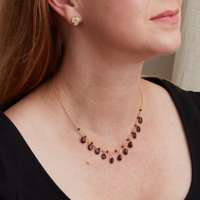 Collier à maillons en argent sterling 925 massif plaqué or 18 carats avec grenat, idéal pour fiançailles, mariage, soirée, style bohème ethnique pour femme