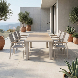 Table à manger extérieure moderne <span class=keywords><strong>en</strong></span> alliage d'aluminium léger extensible, <span class=keywords><strong>longueur</strong></span> réglable, résistante aux intempéries, parc, patio, <span class=keywords><strong>jardin</strong></span> - Product Image 6