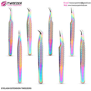Pince à épiler professionnelle d'extension de cils de Volume 4D embouts de fibre de botte en acier pour faire des cils de ventilateur outil de beauté à prix raisonnable - Product Image 3