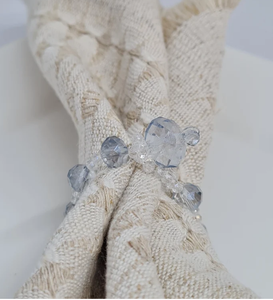 Ronds de serviette en perles de verre bleues Porte-serviette unique Ronds de serviette - Product Image 1