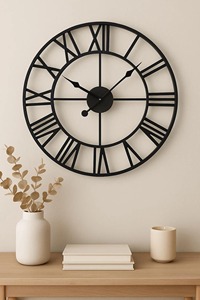 Reloj de pared de metal negro redondo moderno con aspecto minimalista, acento perfecto para sala de estar, dormitorio, cocina, oficina y paredes de pasillo - Product Image 6