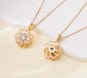 Nouveau collier rotatif en forme de fleur dorée pour femmes, collier à pendentif en acier inoxydable tendance - Product Image 6