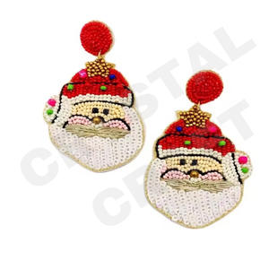 Boucles d'oreilles en perles de drapeau américain vintage pour femmes Orange blanc bleu couleur tissu accessoire élégant pour mariage patriotique - Product Image 5