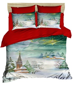 Ensemble de housse de couette double impression numérique motif de Noël festif 200x220 cm Ran force coton - Product Image 6