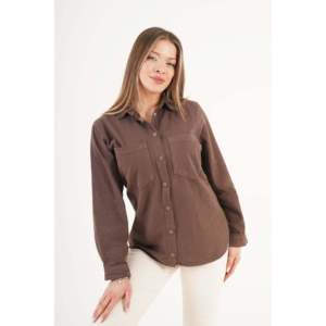 Chaqueta de Algodón con Cierre a Presión para Mujer LUSTRIN - Prenda Exterior Marrón Versátil para Primavera y Otoño, Venta al Por Mayor - Product Image 1