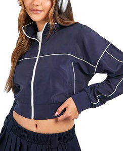 <b>Top</b> Quality <b>Patchwork</b> Color Nylon Windbreaker Jacket Women's Plus Size Color Block Custom Piping Mesh Lining Women Crop Jackets - Product Image 1