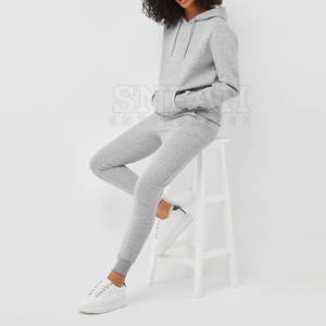 Ensemble de jogging en coton 2 pièces pour femmes de grande taille en toile de couleur unie Activewear Casual Style Winter Tracksuit - Product Image 4