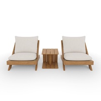 Ensemble de canapé et table d'appoint d'extérieur moderne avec structure en teck et coussins imperméables pour salon, hôtel, parc ou jardin