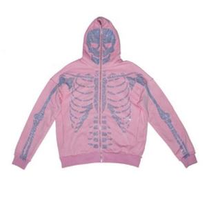 Streetwear Sudadera con capucha de diamantes de imitación impresión de pantalla personalizada DTG pesado GSM polar térmico francés Terry lavado al sol - Product Image 4