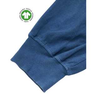 <b>Men</b> Organic Indigo Jogger Pants Dark Indigo Blue, 5.4 oz Jersey, Breathable with <b>Stretch</b> Waistband and Ribbed Leg Cuffs - Product Image 2