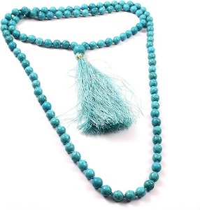 Venta al por mayor Boho Jap Mala con cuentas meditación oración estatuilla 108 turquesa cuentas de piedras preciosas joyería espiritual Yoga amor Feng Shui - Product Image 6