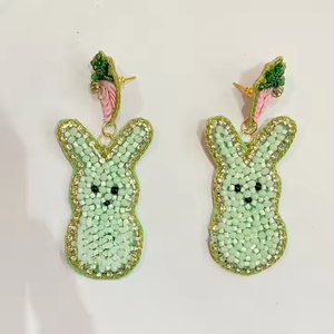 Conejito de Pascua pendientes con cuentas lindo estilo clásico hecho a mano primavera vacaciones joyería accesorios de moda - Product Image 5