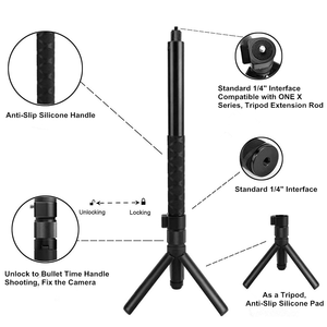 Commercio all'ingrosso estensibile 111cm invisibile Selfie Stick asta estesa 360 rotazione proiettile tempo maniglia treppiede Combo per uno X X2 X3 R - Product Image 6