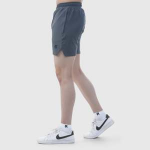 Double <b>Edge</b> Sporty Cargo Shorts with Elastic Waist 100% Polyester Cotton 5 Inches Inseam Grey with Hot Pattern Logos <b>Decoration</b> - Product Image 3