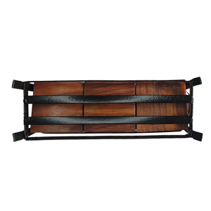 Organizador de Utensilios de Madera Rústica con Tres Compartimentos, Marco Metálico, Ecológico, Apto para Lavavajillas y Microondas - Product Image 5