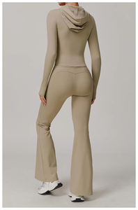 Conjunto de Yoga con logotipo personalizado al por mayor, chándal de 2 piezas para gimnasio, mallas de cintura alta, ropa deportiva de manga larga, ropa deportiva para entrenamiento físico - Product Image 3