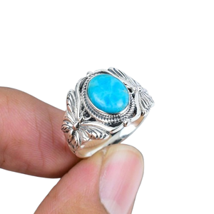 Bague style bohème en argent faite à la main bijoux en argent sterling 925 Turquoise pierres précieuses bague tendance bijoux pour femmes cadeau pour elle - Product Image 1