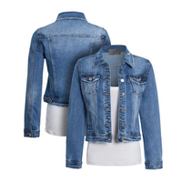 Veste en jean recadrée pour femmes Veste en jean recadrée pour femmes Bleu à manches longues 2 poches avant Vestes en jean Conception entretenue OEM