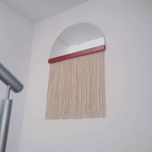 Espejo de Pared de Media Luna con Marco de Macramé, Estilo Boho Moderno y Lujoso, para Sala de Estar - Product Image 2