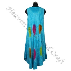 2025 nueva llegada fabricante de ropa de verano para mujer cuello redondo largo Tie Dye ropa de playa vestido de rayón vestido de mujer - Product Image 4
