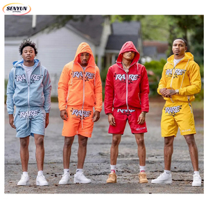 Survêtement tricoté pour hommes avec capuche Matériau respirant Fournisseur OEM Survêtement décontracté personnalisé Tenue de jogging deux pièces - Product Image 1